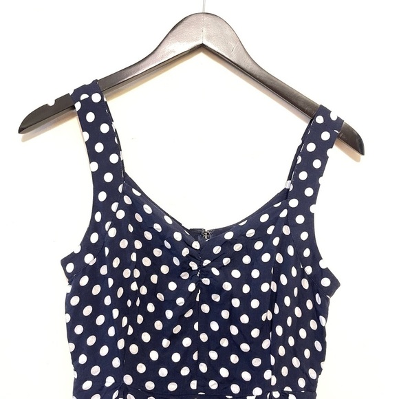 ModCloth Retro Glow Polka Dot Pinup Sweetheart Necklince A Line Flare Dress - Picture 5 of 9
